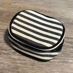Striped Black and Cream Small Travel Pouch NWT